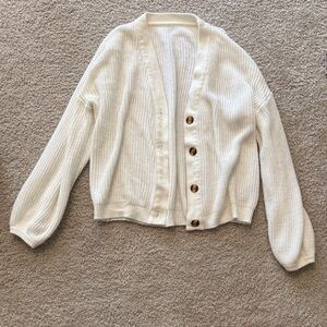 SHEIN Cream Button-Up Cardigan